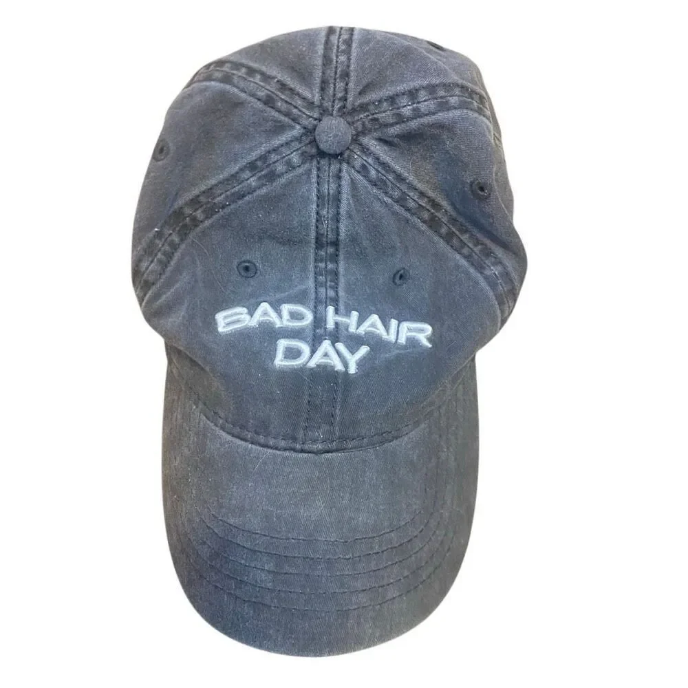 Bad Hair day baseball hat adjustable washed out black color one size fits most